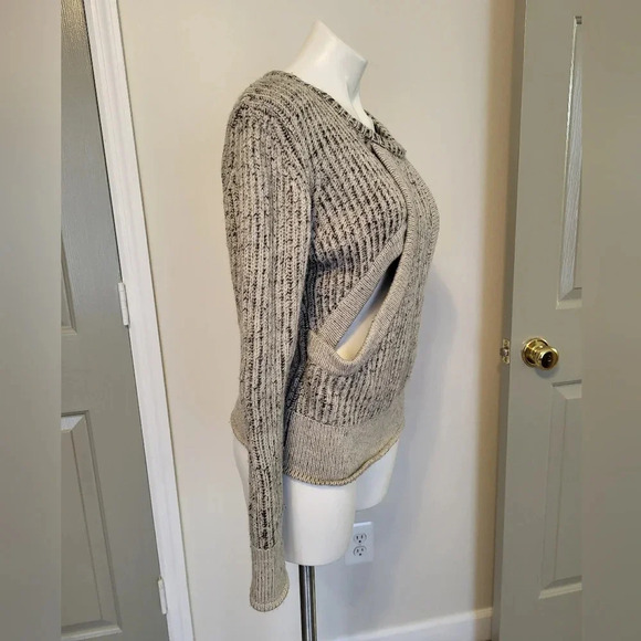 IRO Wool Ribbed Chunky Knit Heather Gray Cutout Magic Sweater(S) - Picture 8 of 11